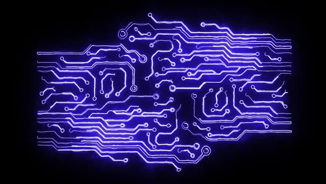 Technology Sign Drawn With Plasma Line. Animation On The Theme Of Signs And Symbols And Effects.
