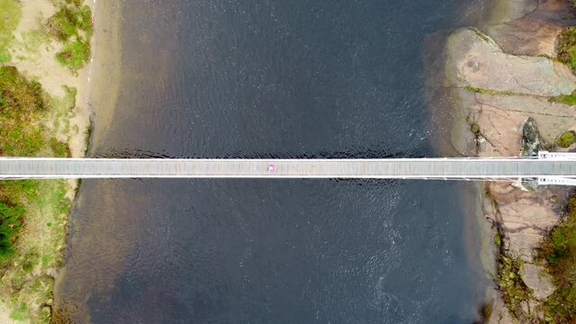 Ariel white bridge drone ascending