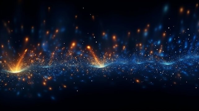 Background with abstract dark blue and glow particles. GENERATE AI