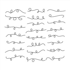 Obraz premium set of hand-drawn curved line vectors, border lines shape, doodle line stroke vectors, Curl Line Vectors, curve directional symbols Vector illustrations, calligraphic curve flourish line vector