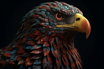 A portrait of stylized eagle with a bold and vibrant color scheme