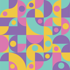 Abstract bauhaus seamless pattern. Vector colorful backgrond with geometric shapes