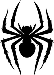 black spider silhouette as vector icon in front of transparent background. 