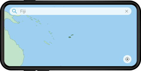 Searching map of Fiji in Cell phone.
