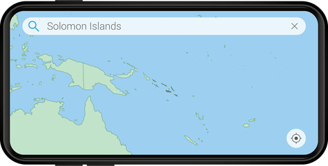 Searching map of Solomon Islands in Cell phone.