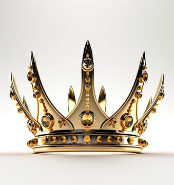 Royal Gold crown isolated on white background. Gold crown 3d icon. 3d rendering