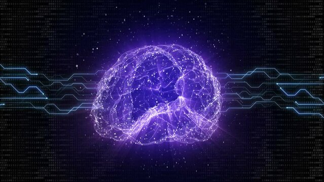 3D Artificial Intelligence Brain and Technology Background, Loop
