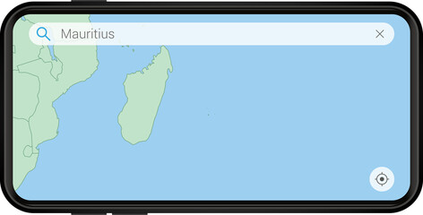 Searching map of Mauritius in Cell phone.