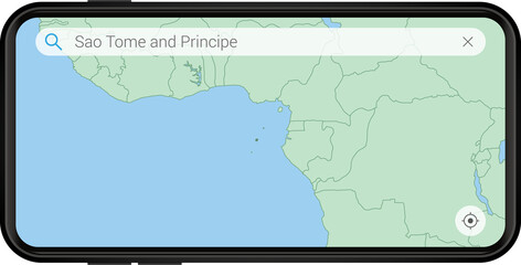 Searching map of Sao Tome and Principe in Cell phone.