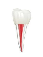 3d render of premolar tooth with visible canal root over white background