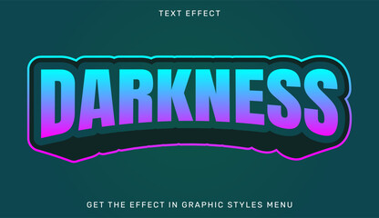 Darkness editable text effect in 3d style. Suitable for brand or business logo