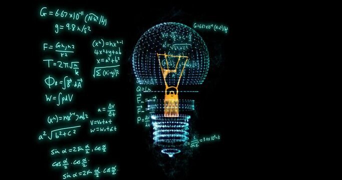 Animation of light bulb and mathematical data processing
