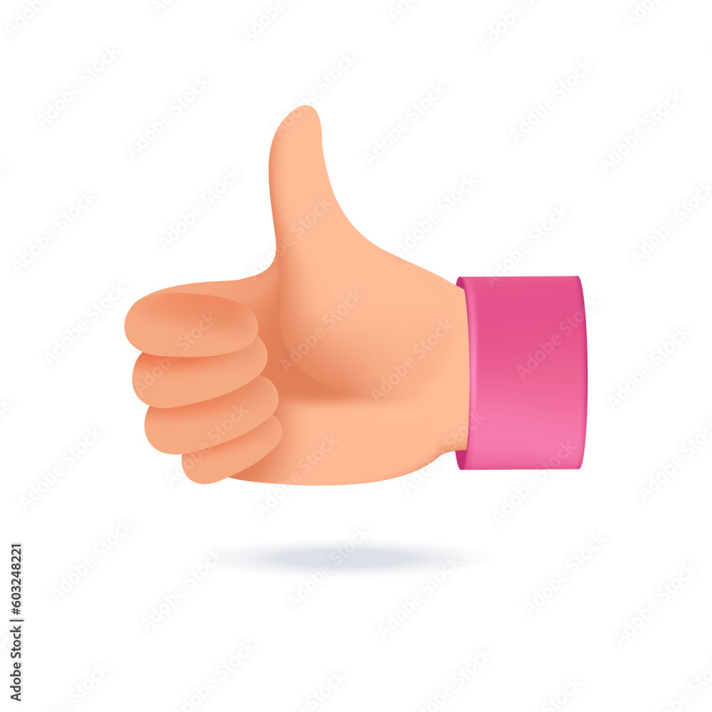 Poster hand with thumb up icon 3d vector illustration. social media like symbol for networking sites or app