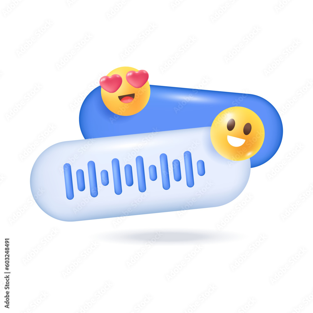 Aufkleber voice message icons with emoticons 3d vector illustration. social media symbol for networking sites 