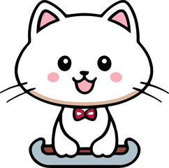 Funny cat and adorable kitten character vector design with flat color in white background suitable for sticker, cartoon and print design.