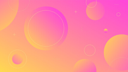 Modern Abstract Background with Motion Round Retro Memphis and Pink Orange Gradient Color