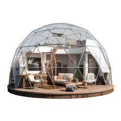 Geodesic dome glamping outside view