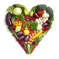 Heart by Vegetables - Generative AI - obrazy, fototapety, plakaty