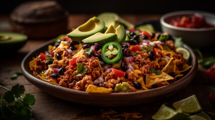 nachos mexican chili carne in a bowl