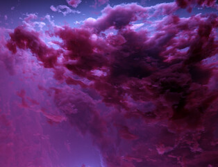 Nebula in outer space, planets and galaxy, 3d animation