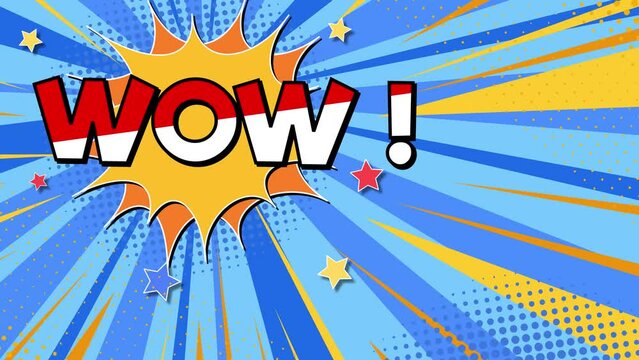 WOW Comic Text with Dynamic Motion Graphic Background