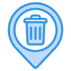 Trash location icon in blue style, use for website mobile app presentation