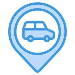 Car location icon in blue style, use for website mobile app presentation