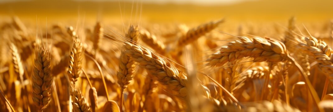 A close-up of a field of golden wheat. Generative AI