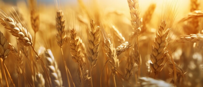 A close-up of a field of golden wheat. Generative AI