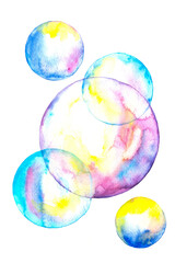 colorful  soap bubbles in watercolor