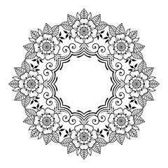 Frame in eastern tradition. Stylized with henna tattoos decorative pattern for decorating covers for book, notebook, casket, magazine, postcard and folder. Flower border in mehndi style.