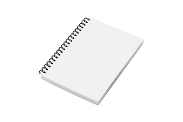 Empty blank spiral notebook mockup, with place for your image, text or corporate identity. Empty mockup with shadow on white background. 3d rendering