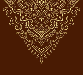 Obraz na płótnie Canvas Circular pattern in form of mandala with flower for Henna, Mehndi, tattoo, decoration. Decorative ornament in ethnic oriental style. Outline doodle hand draw vector illustration.