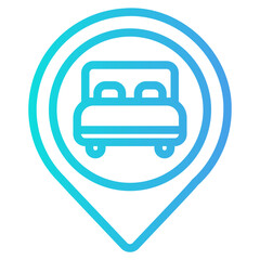 Hotel location icon in gradient style, use for website mobile app presentation