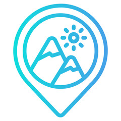 Mountain location icon in gradient style, use for website mobile app presentation