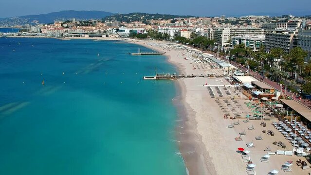 Panorama of Cannes and beach, Cote d'Azur, France, South Europe