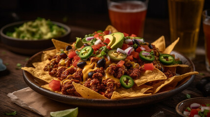 nachos mexican chili carne in a bowl