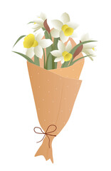 Bouquet of daffodil flowers vector for card design 