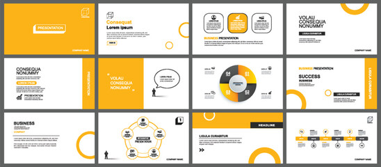 Presentation and slide layout template. Design yellow theme in background. Use for business annual report, flyer, marketing, leaflet, advertising, brochure, modern style.