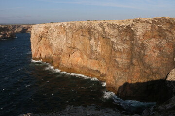 Fototapeta na wymiar view of the sea crashing against the cliffs of Cape Saint Vincent
