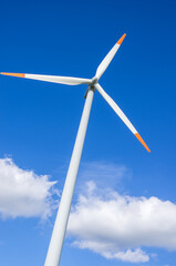 A wind turbine is a wind-powered electrical generator.