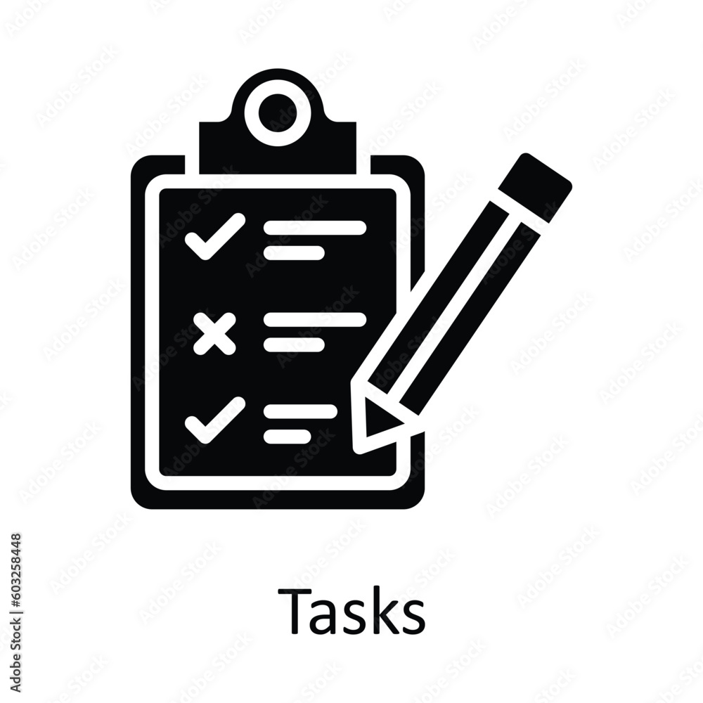 Aufkleber tasks vector solid icon design illustration. time management symbol on white background eps 10 file