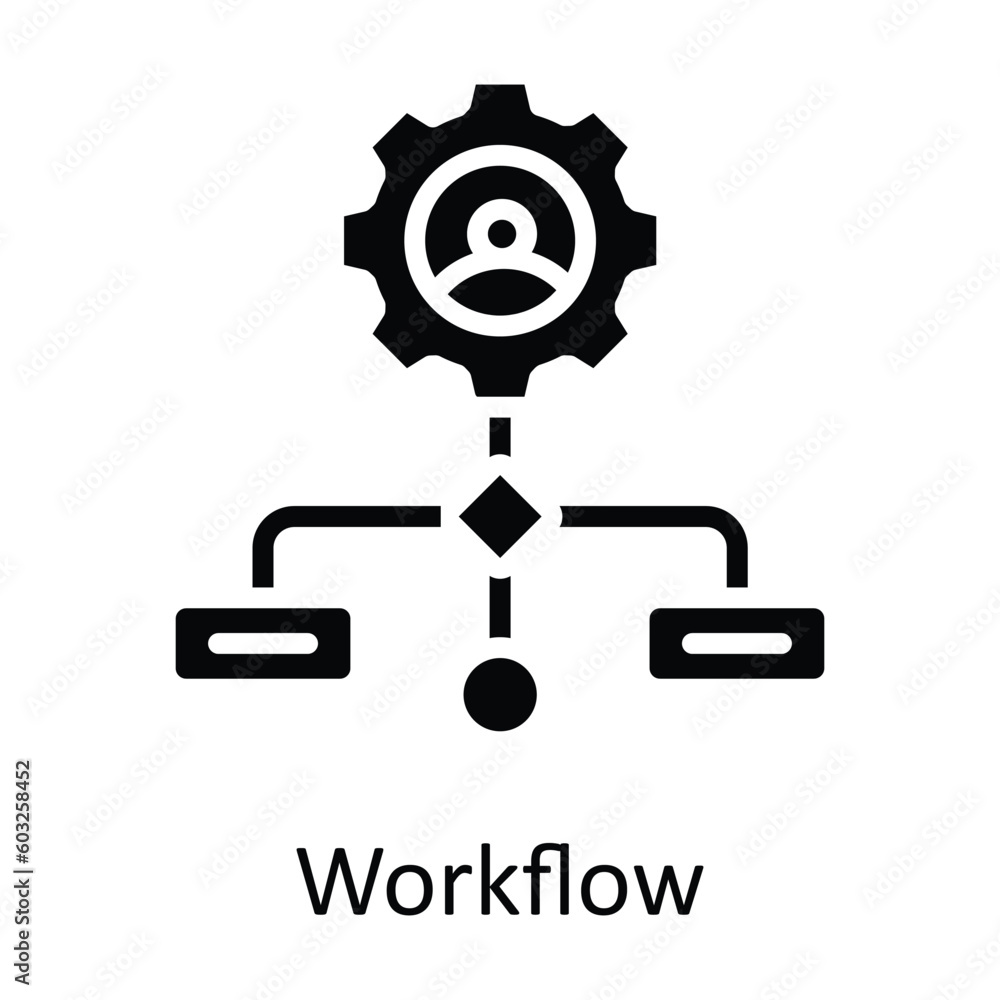 Poster workflow vector solid icon design illustration. time management symbol on white background eps 10 fi