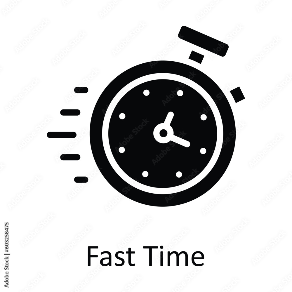 Poster fast time vector solid icon design illustration. time management symbol on white background eps 10 f