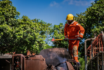 Amidst the surrounding smoke, the firefighter's gestures with the ax serve as a visual representation of their courage and willingness to face adversity head on.