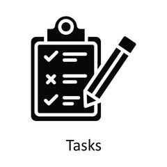 Tasks vector  Solid Icon Design illustration. Time Management Symbol on White background EPS 10 File