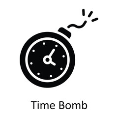 Time Bomb  vector  Solid Icon Design illustration. Time Management Symbol on White background EPS 10 File