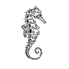 simple seahorse vector illustration - obrazy, fototapety, plakaty
