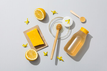 Concept of face and skin care supplies - Honey cosmetic