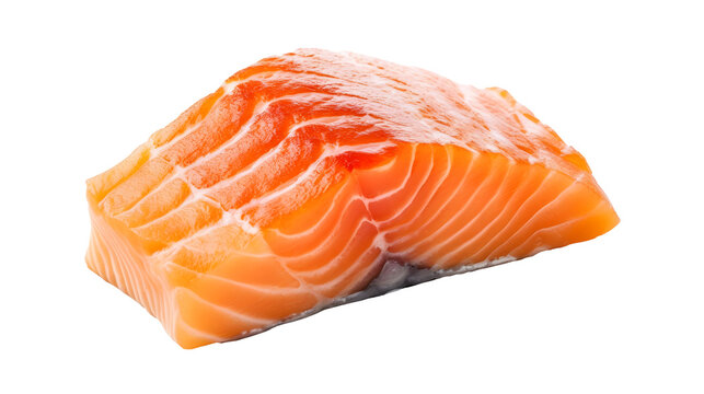 Raw salmon steak isolated on transparent background. PNG format